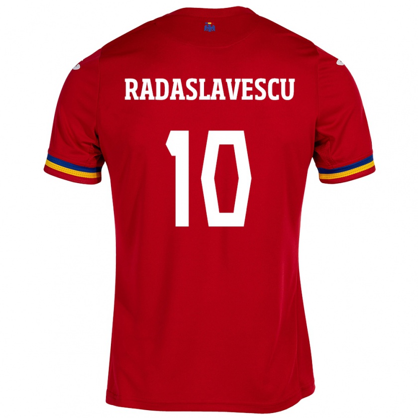 Kandiny Miesten Romania Eduard Radaslavescu #10 Punainen Vieraspaita 24-26 Lyhythihainen Paita T-Paita