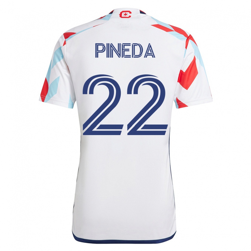 Kandiny Naisten Mauricio Pineda #22 Valkoinen Sininen Vieraspaita 2023/24 Lyhythihainen Paita T-Paita