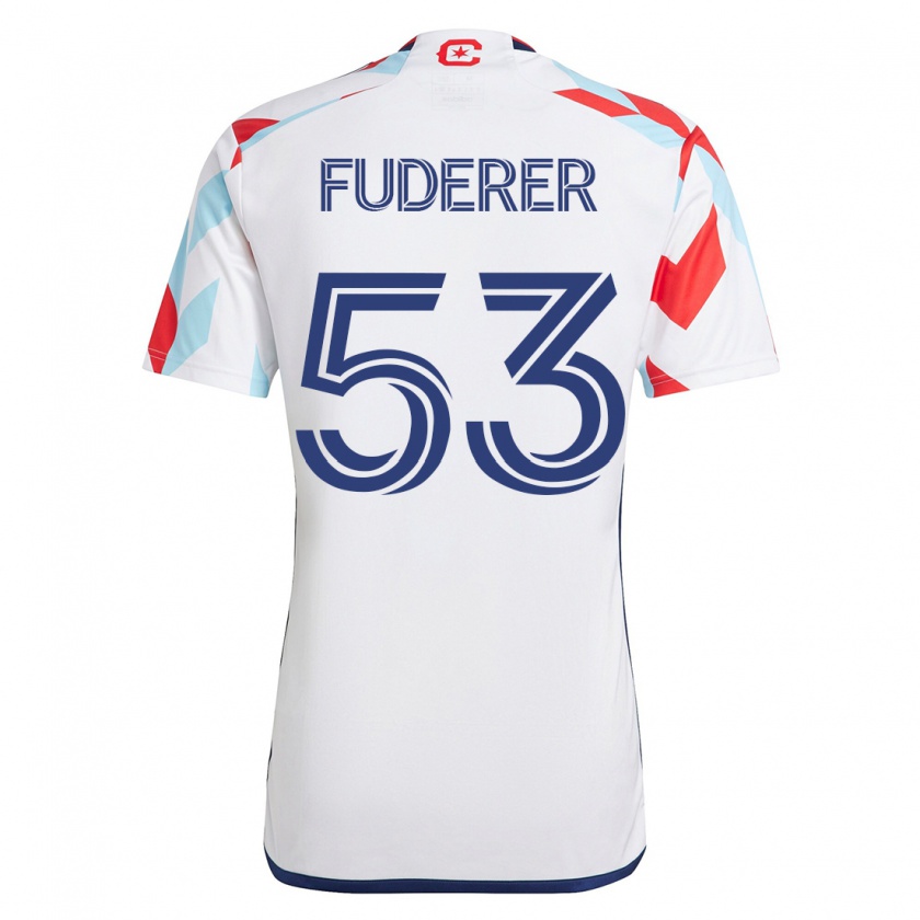 Kandiny Naisten Jake Fuderer #53 Valkoinen Sininen Vieraspaita 2023/24 Lyhythihainen Paita T-Paita