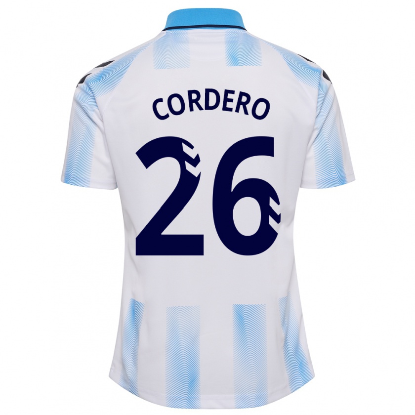 Kandiny Lapset Antonio Cordero #26 Valkoinen Sininen Kotipaita 2023/24 Lyhythihainen Paita T-Paita