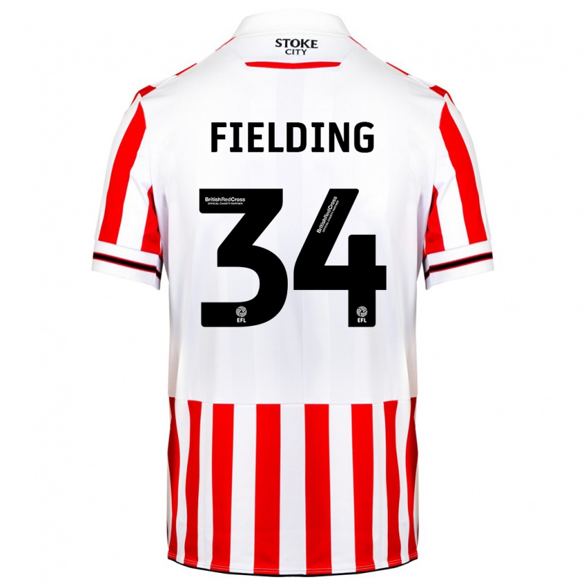 Kandiny Miesten Frank Fielding #34 Punainen Valkoinen Kotipaita 2023/24 Lyhythihainen Paita T-Paita