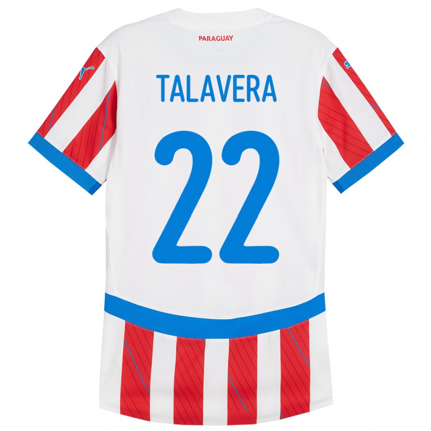 Kandiny Lapset Paraguay Javier Talavera #22 Valkoinen Punainen Kotipaita 24-26 Lyhythihainen Paita T-Paita