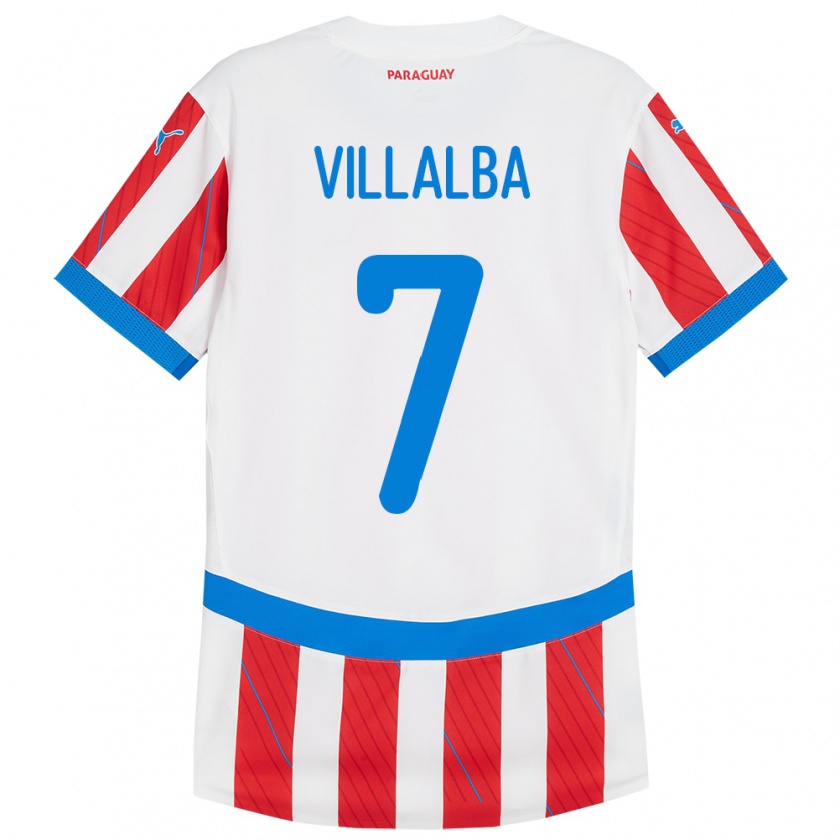 Kandiny Lapset Paraguay Rodrigo Villalba #7 Valkoinen Punainen Kotipaita 24-26 Lyhythihainen Paita T-Paita