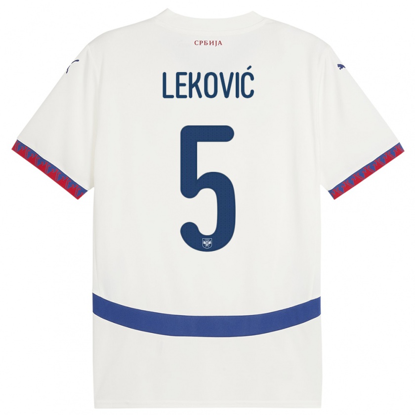 Kandiny Lapset Serbia Stefan Lekovic #5 Valkoinen Vieraspaita 24-26 Lyhythihainen Paita T-Paita