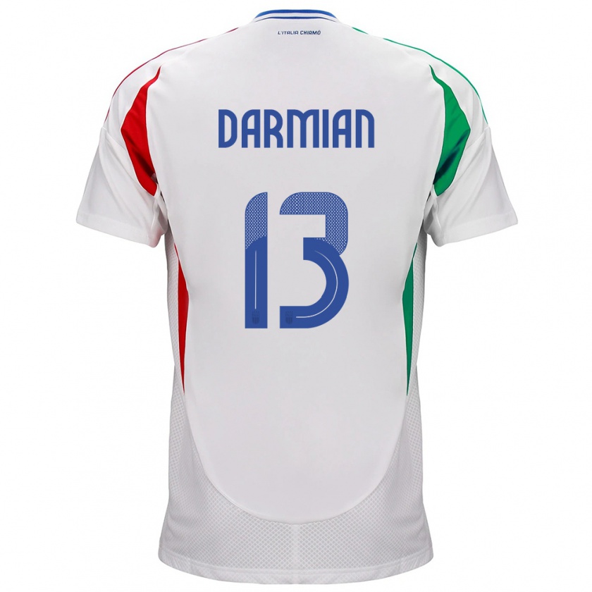 Kandiny Lapset Italia Matteo Darmian #13 Valkoinen Vieraspaita 24-26 Lyhythihainen Paita T-Paita