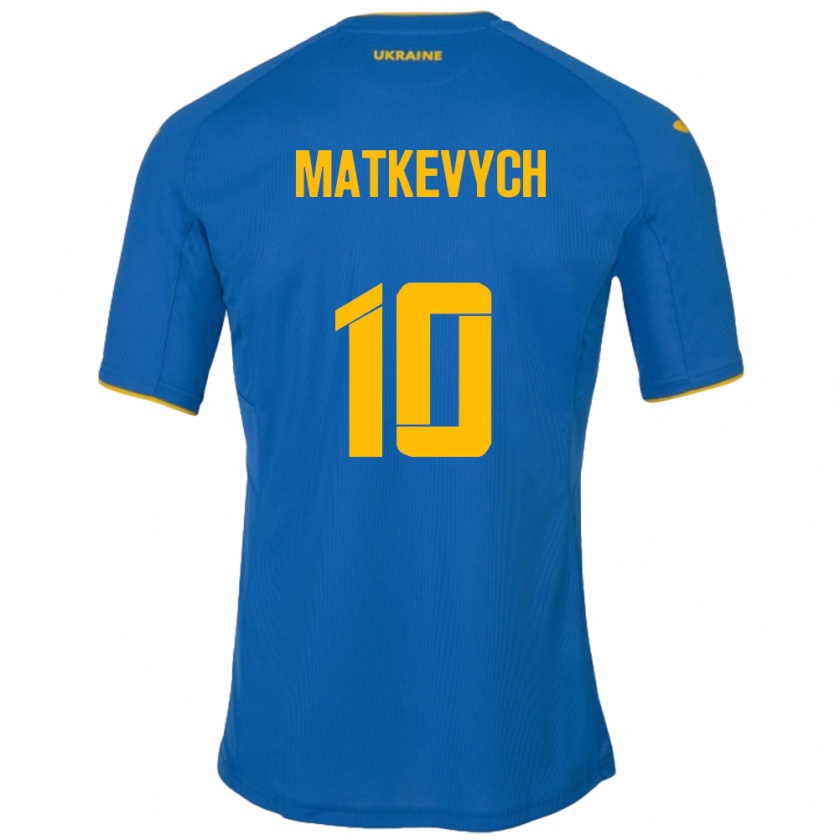 Kandiny Lapset Ukraina Andriy Matkevych #10 Sininen Vieraspaita 24-26 Lyhythihainen Paita T-Paita