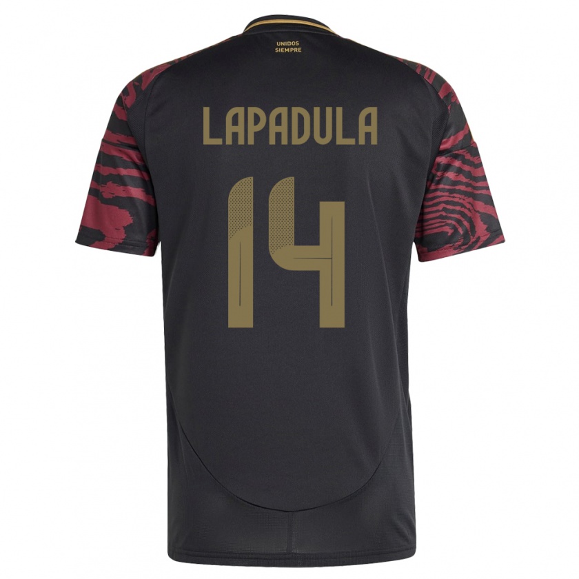 Kandiny Lapset Peru Gianluca Lapadula #14 Musta Vieraspaita 24-26 Lyhythihainen Paita T-Paita