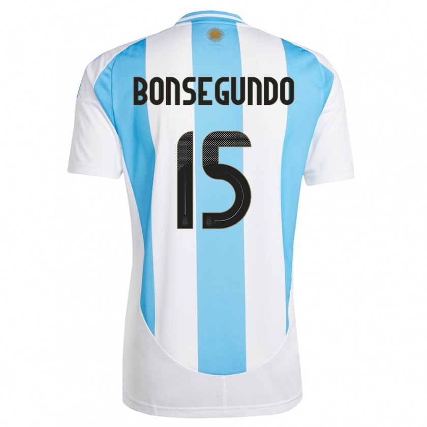 Kandiny Miesten Argentiina Florencia Bonsegundo #15 Valkoinen Sininen Kotipaita 24-26 Lyhythihainen Paita T-Paita