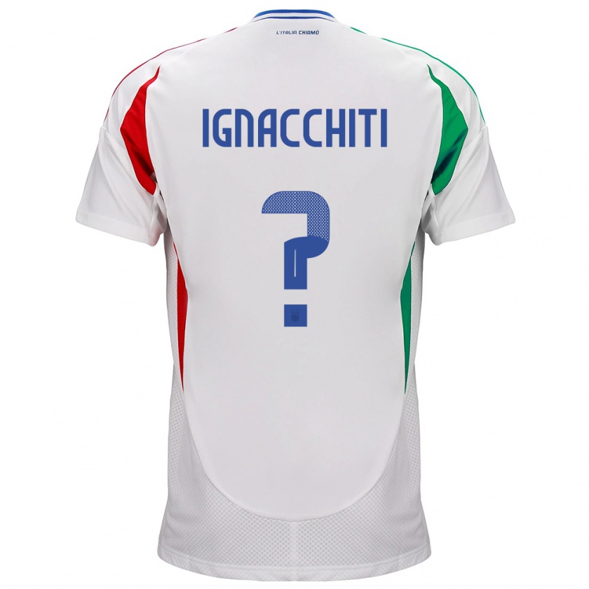 Kandiny Miesten Italia Lorenzo Ignacchiti #0 Valkoinen Vieraspaita 24-26 Lyhythihainen Paita T-Paita
