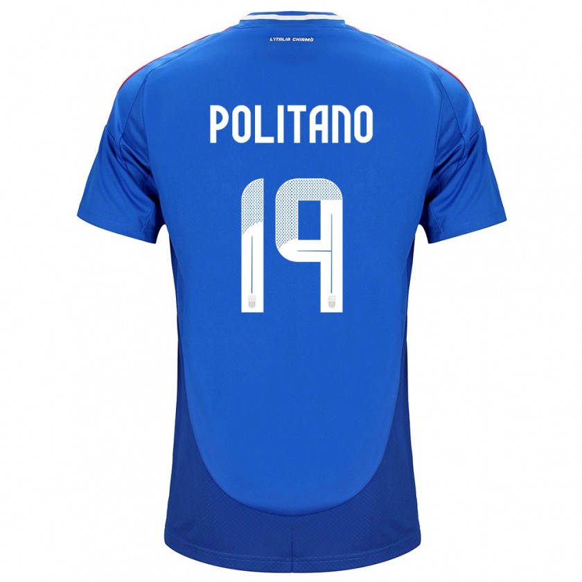 Kandiny Naisten Italia Matteo Politano #19 Sininen Kotipaita 24-26 Lyhythihainen Paita T-Paita