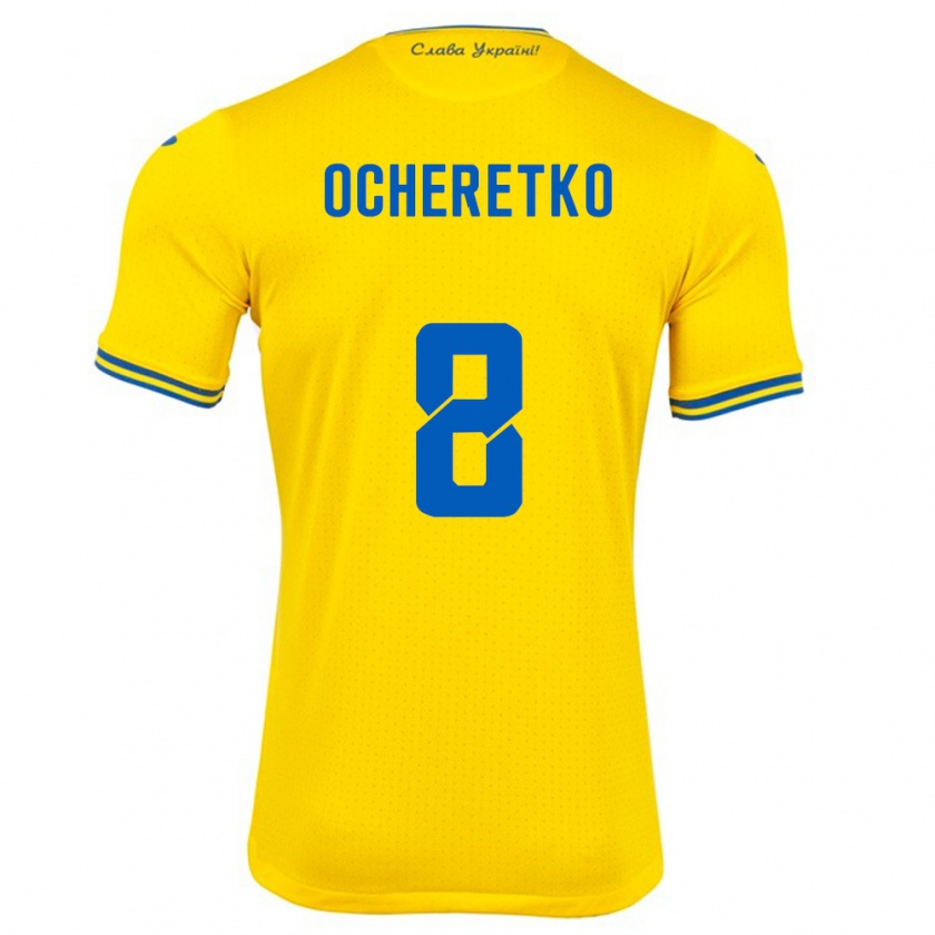 Kandiny Naisten Ukraina Oleg Ocheretko #8 Keltainen Kotipaita 24-26 Lyhythihainen Paita T-Paita