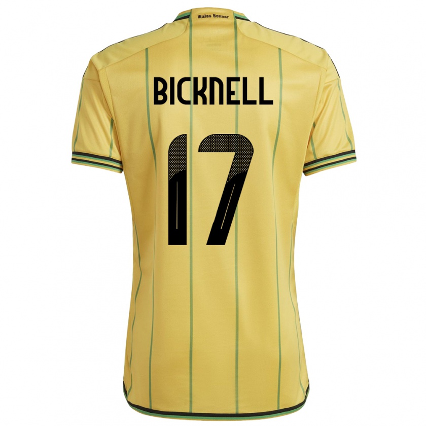 Kandiny Naisten Jamaika Alexander Bicknell #17 Keltainen Kotipaita 24-26 Lyhythihainen Paita T-Paita