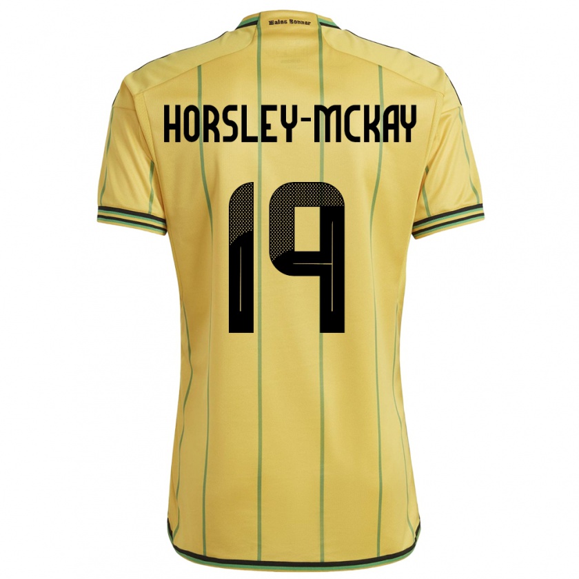 Kandiny Naisten Jamaika Kyron Horsley-Mckay #19 Keltainen Kotipaita 24-26 Lyhythihainen Paita T-Paita
