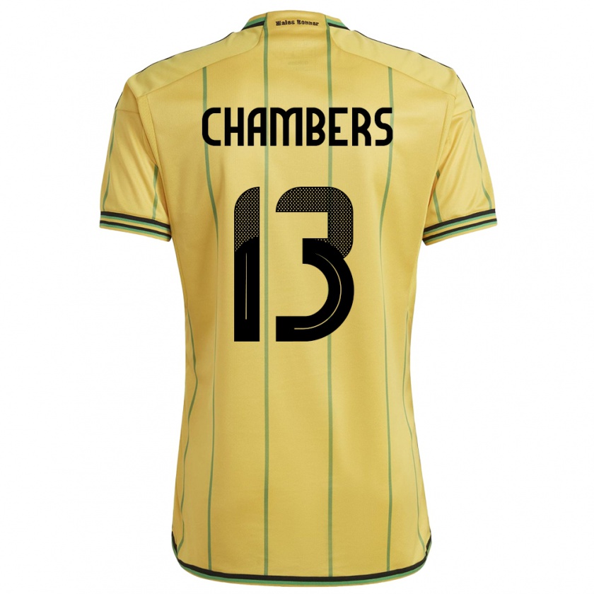 Kandiny Naisten Jamaika Chris-Ann Chambers #13 Keltainen Kotipaita 24-26 Lyhythihainen Paita T-Paita