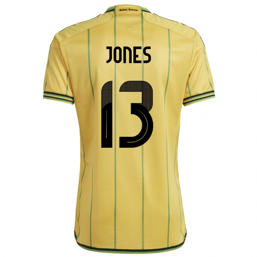 Kandiny Naisten Jamaika Javanae Jones #13 Keltainen Kotipaita 24-26 Lyhythihainen Paita T-Paita