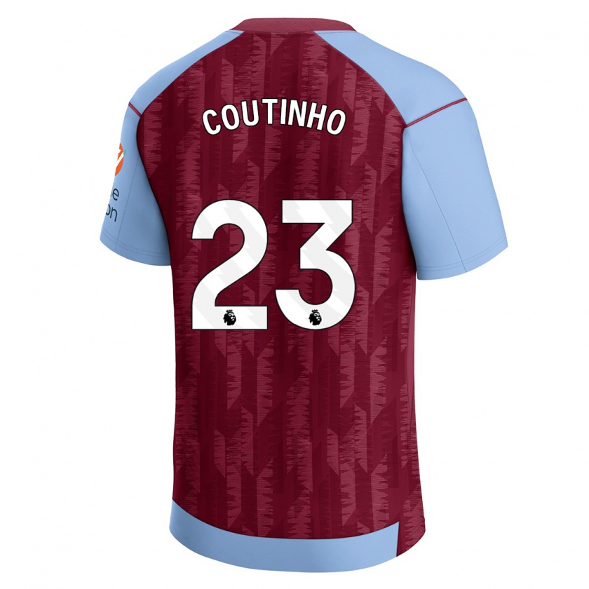 Kandiny Miesten Philippe Coutinho #23 Claret Blue Kotipaita 2023/24 Lyhythihainen Paita T-Paita