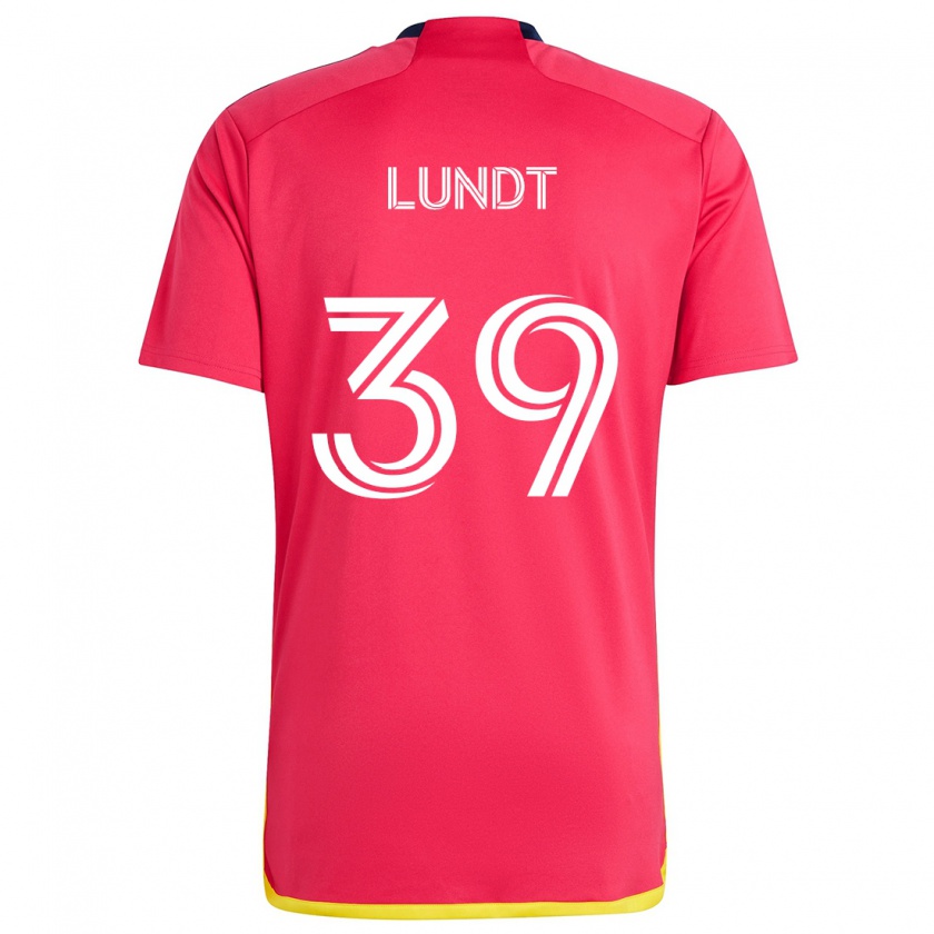 Kandiny Lapset Ben Lundt #39 Punainen Sininen Kotipaita 2024/25 Lyhythihainen Paita T-Paita