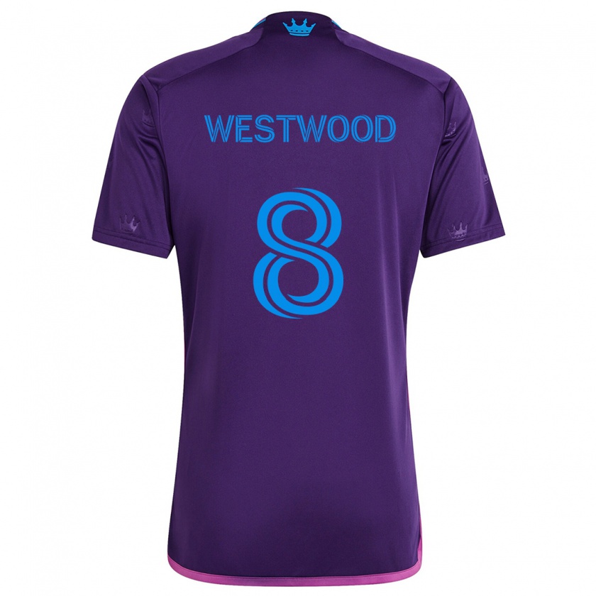 Kandiny Lapset Ashley Westwood #8 Purppura Sininen Vieraspaita 2024/25 Lyhythihainen Paita T-Paita