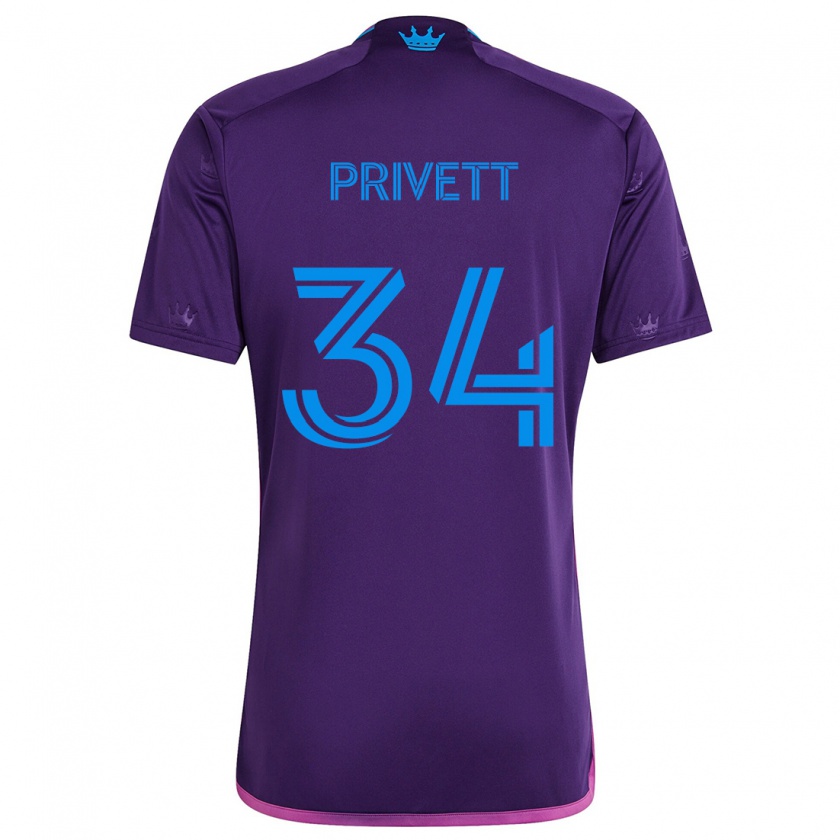 Kandiny Lapset Andrew Privett #34 Purppura Sininen Vieraspaita 2024/25 Lyhythihainen Paita T-Paita