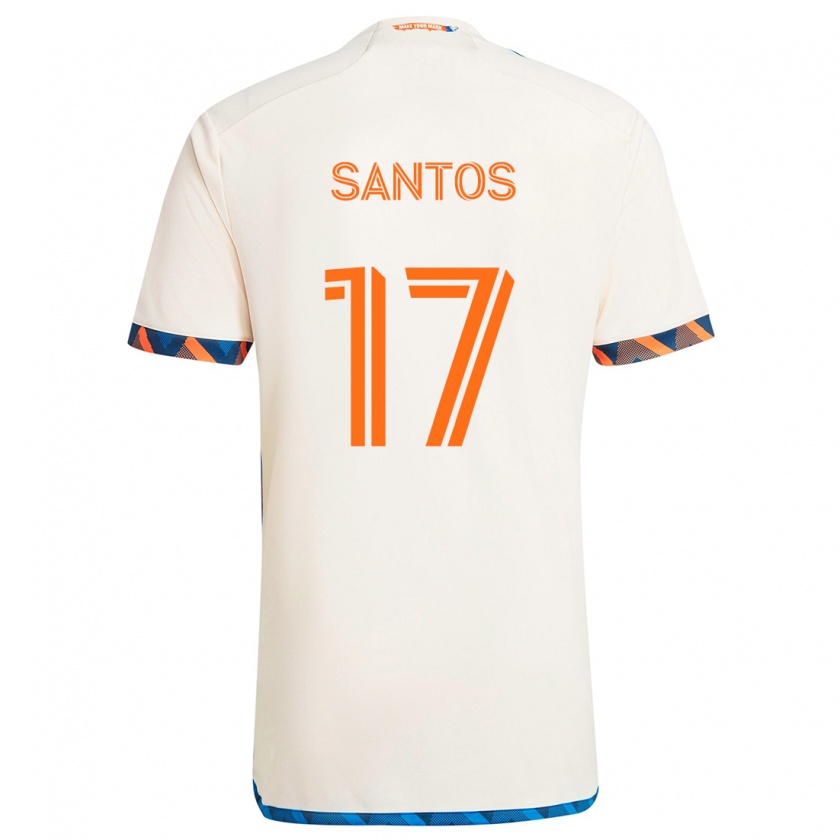 Kandiny Lapset Sergio Santos #17 Valkoinen Oranssi Vieraspaita 2024/25 Lyhythihainen Paita T-Paita