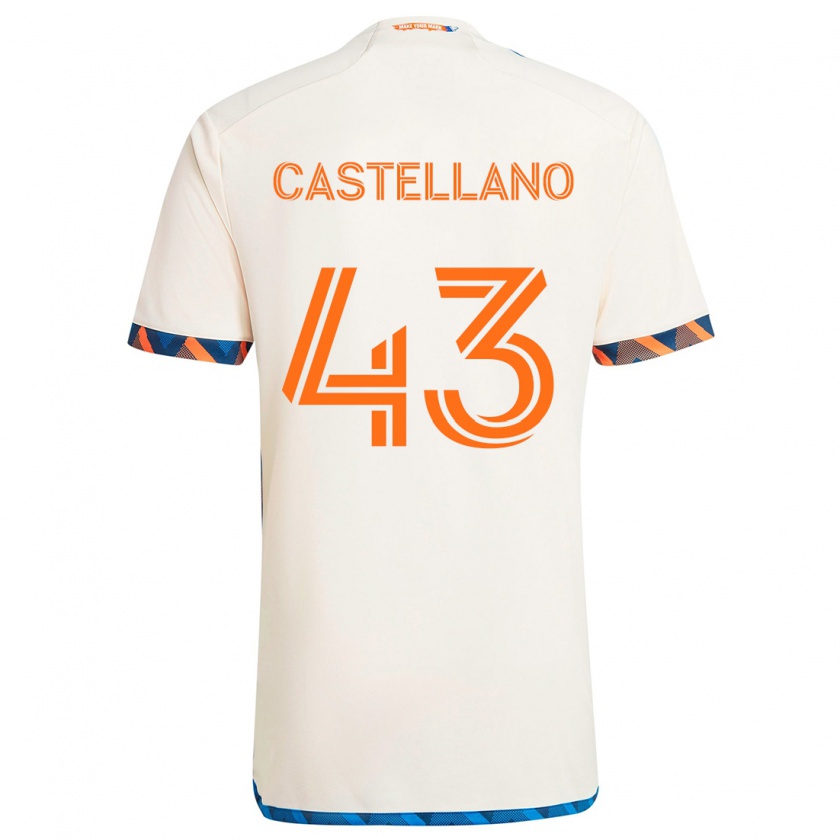 Kandiny Lapset Jesús Castellano #43 Valkoinen Oranssi Vieraspaita 2024/25 Lyhythihainen Paita T-Paita