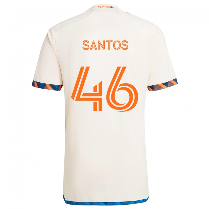 Kandiny Lapset Guilherme Santos #46 Valkoinen Oranssi Vieraspaita 2024/25 Lyhythihainen Paita T-Paita