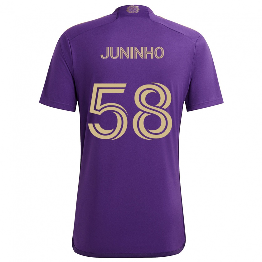 Kandiny Miesten Juninho #58 Violetti Keltainen Kotipaita 2024/25 Lyhythihainen Paita T-Paita