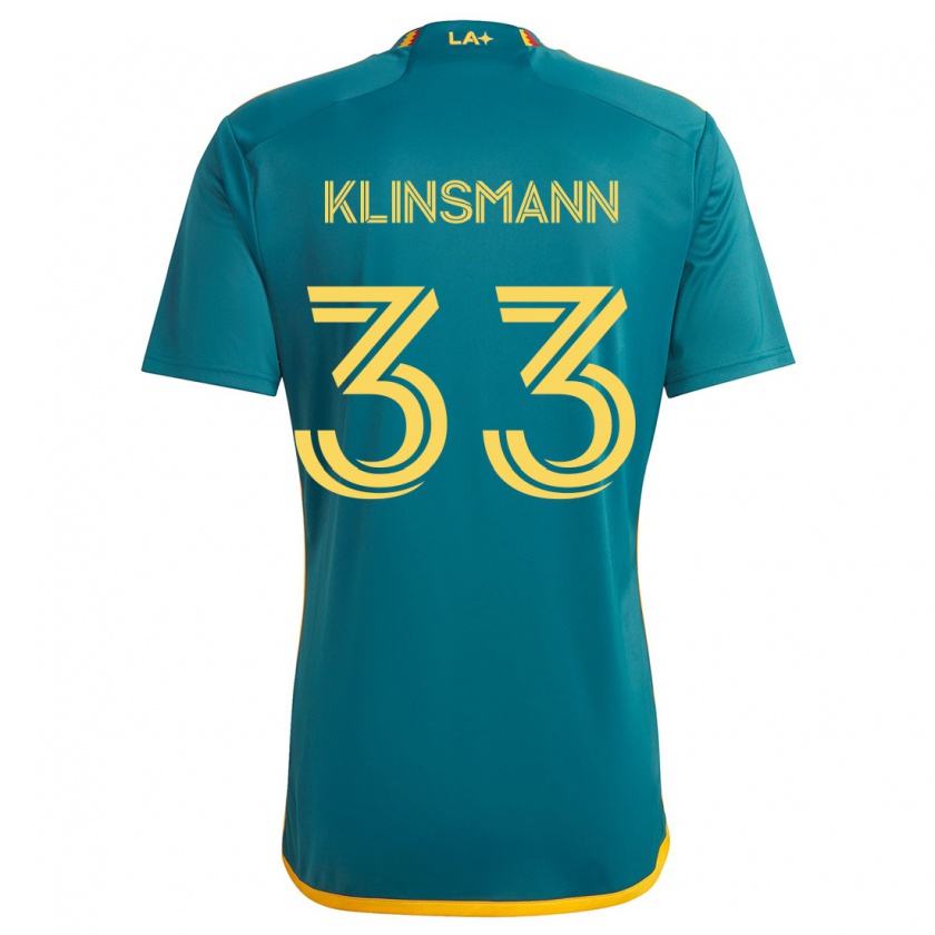 Kandiny Miesten Jonathan Klinsmann #33 Vihreä Keltainen Vieraspaita 2024/25 Lyhythihainen Paita T-Paita