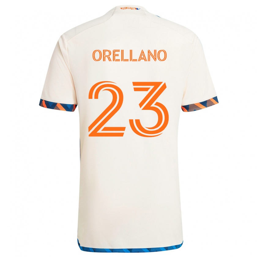 Kandiny Miesten Luca Orellano #23 Valkoinen Oranssi Vieraspaita 2024/25 Lyhythihainen Paita T-Paita