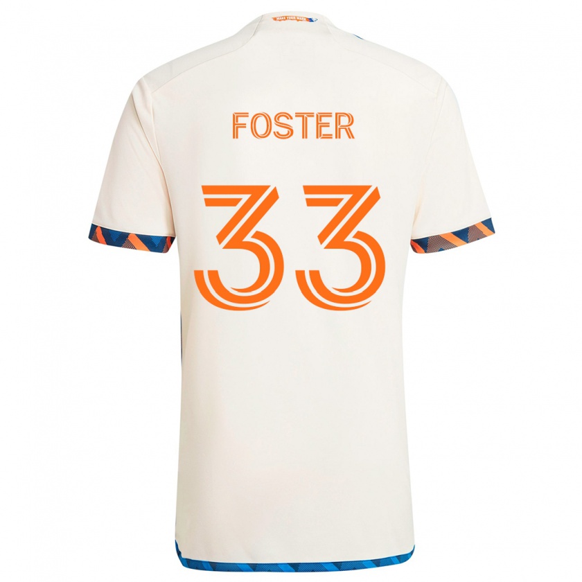 Kandiny Miesten Isaiah Foster #33 Valkoinen Oranssi Vieraspaita 2024/25 Lyhythihainen Paita T-Paita