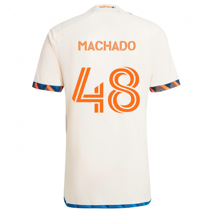 Kandiny Miesten Juan Machado #48 Valkoinen Oranssi Vieraspaita 2024/25 Lyhythihainen Paita T-Paita