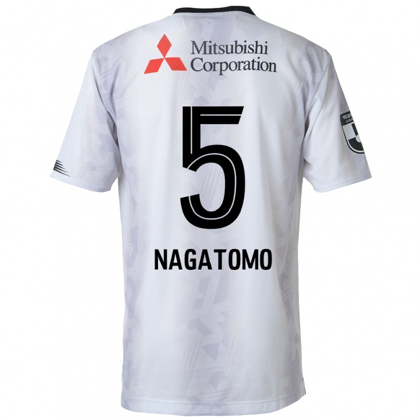 Kandiny Lapset Yuto Nagatomo #5 Valkoinen Musta Vieraspaita 2024/25 Lyhythihainen Paita T-Paita