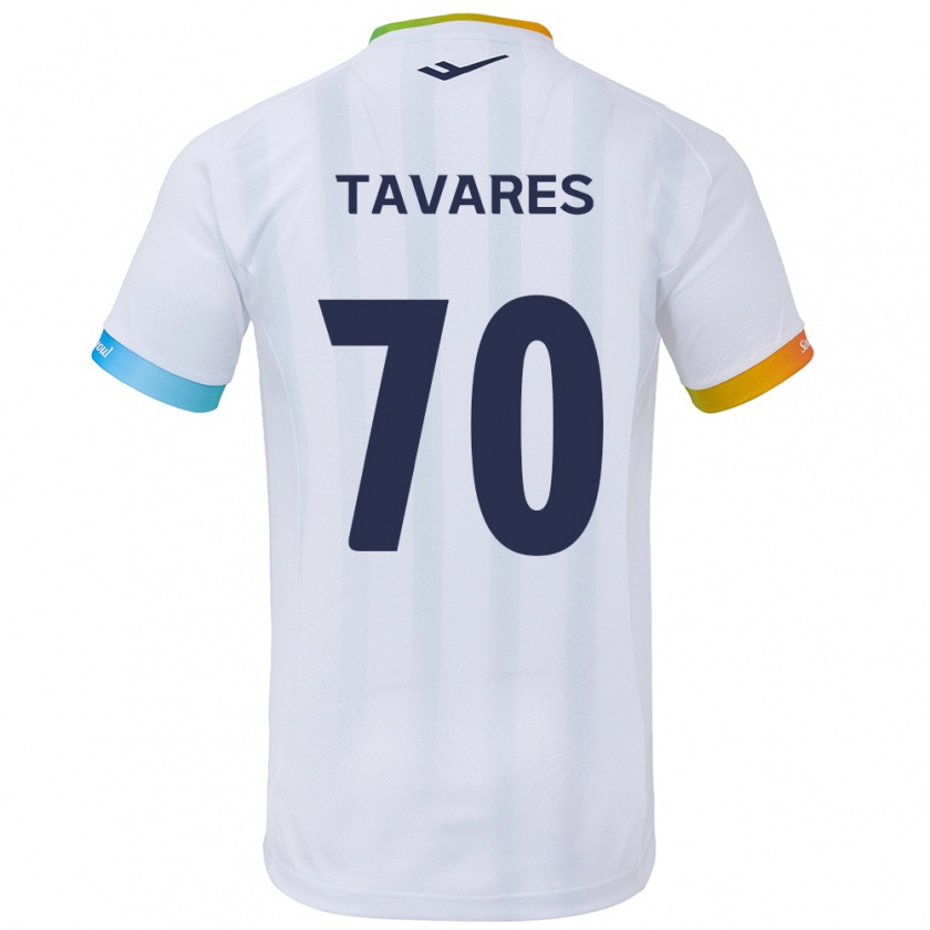 Kandiny Lapset Ronaldo Tavares #70 Valkoinen Sininen Vieraspaita 2024/25 Lyhythihainen Paita T-Paita