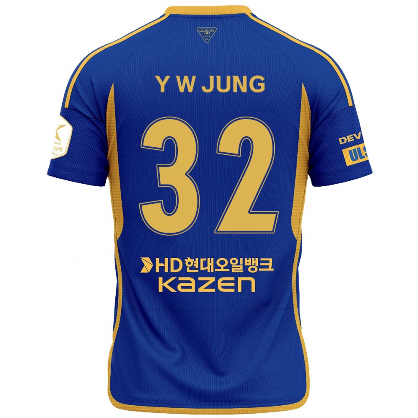 Kandiny Miesten Woo-Young Jung #32 Sininen Keltainen Kotipaita 2024/25 Lyhythihainen Paita T-Paita