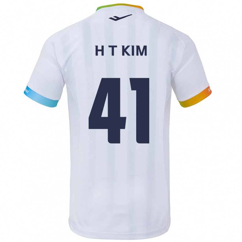 Kandiny Miesten Tae-Ho Kim #41 Valkoinen Sininen Vieraspaita 2024/25 Lyhythihainen Paita T-Paita