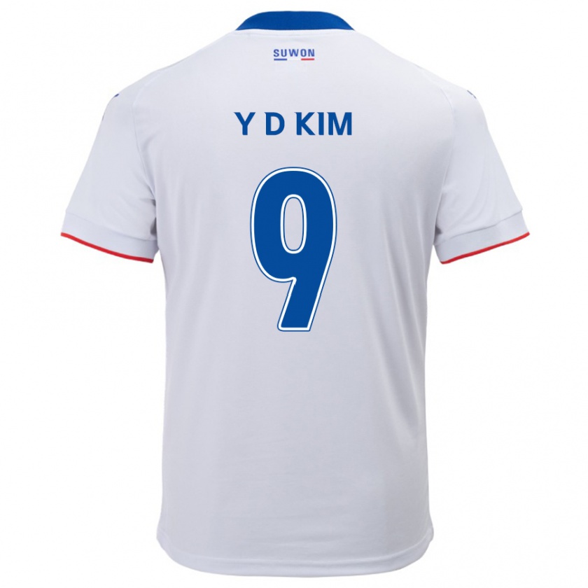 Kandiny Miesten Dong-Yeon Kim #9 Valkoinen Sininen Vieraspaita 2024/25 Lyhythihainen Paita T-Paita