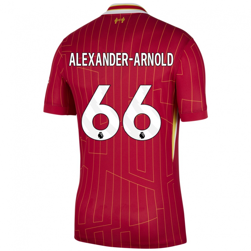 Kandiny Lapset Trent Alexander-Arnold #66 Punainen Keltainen Valkoinen Kotipaita 2024/25 Lyhythihainen Paita T-Paita