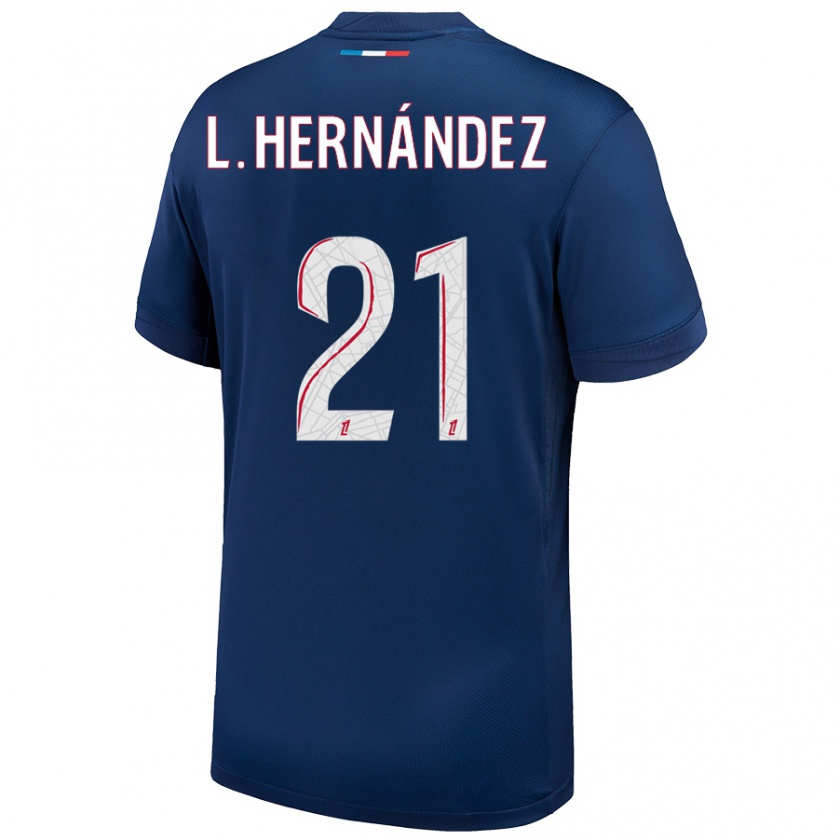 Kandiny Lapset Lucas Hernández #21 Tummansininen Valkoinen Kotipaita 2024/25 Lyhythihainen Paita T-Paita