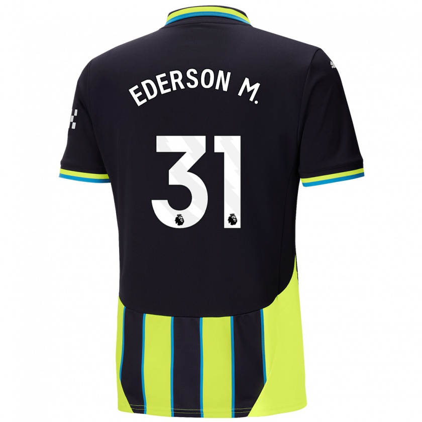 Kandiny Lapset Ederson #31 Sininen Keltainen Vieraspaita 2024/25 Lyhythihainen Paita T-Paita