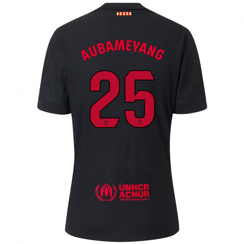 Kandiny Lapset Pierre Emerick Aubameyang #25 Musta Punainen Vieraspaita 2024/25 Lyhythihainen Paita T-Paita