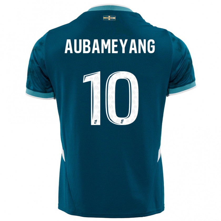 Kandiny Lapset Pierre-Emerick Aubameyang #10 Turkoosinsininen Vieraspaita 2024/25 Lyhythihainen Paita T-Paita