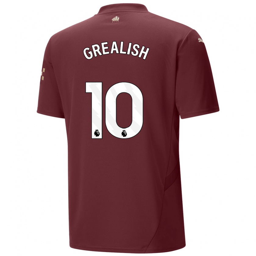 Kandiny Lapset Jack Grealish #10 Kastanjanruskea Kolmas Sarja 2024/25 Lyhythihainen Paita T-Paita