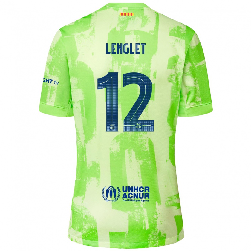 Kandiny Lapset Clément Lenglet #12 Lime Kolmas Sarja 2024/25 Lyhythihainen Paita T-Paita