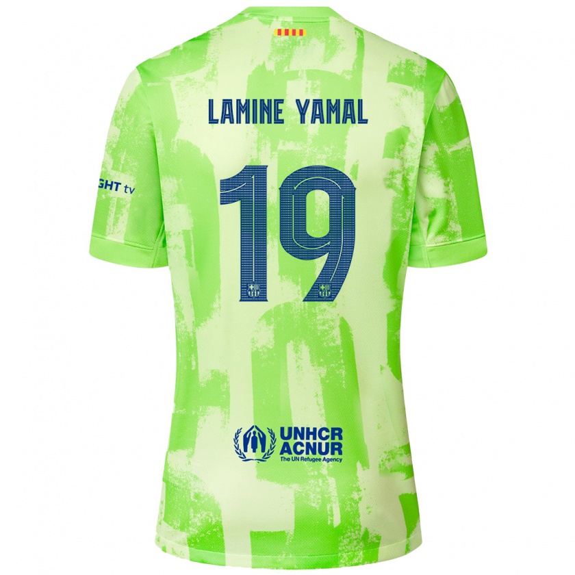 Kandiny Lapset Lamine Yamal #19 Lime Kolmas Sarja 2024/25 Lyhythihainen Paita T-Paita