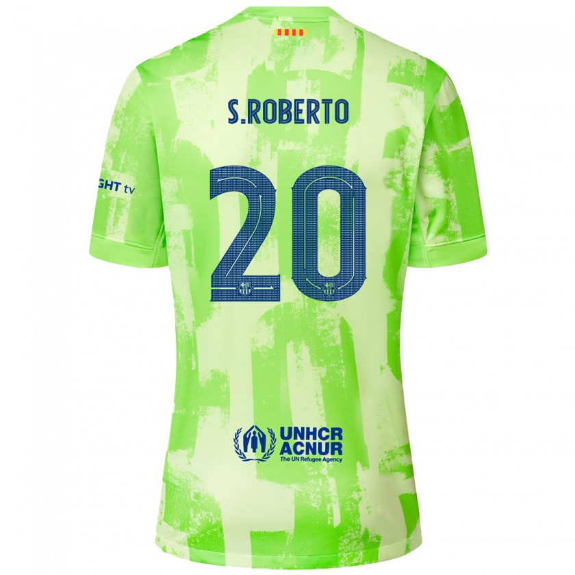 Kandiny Lapset Sergi Roberto #20 Lime Kolmas Sarja 2024/25 Lyhythihainen Paita T-Paita