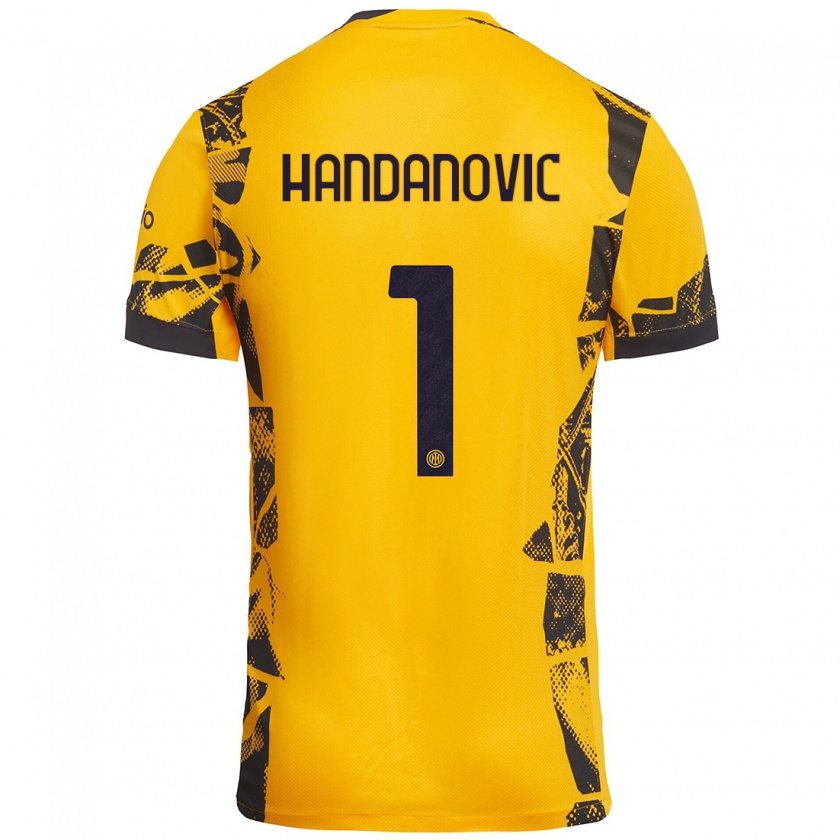 Kandiny Lapset Samir Handanovic #1 Kulta Musta Kolmas Sarja 2024/25 Lyhythihainen Paita T-Paita