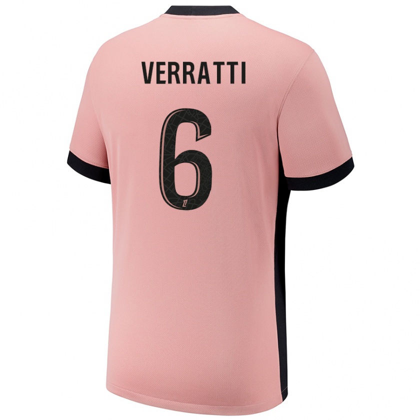 Kandiny Lapset Marco Verratti #6 Ruosteen Pinkki Kolmas Sarja 2024/25 Lyhythihainen Paita T-Paita