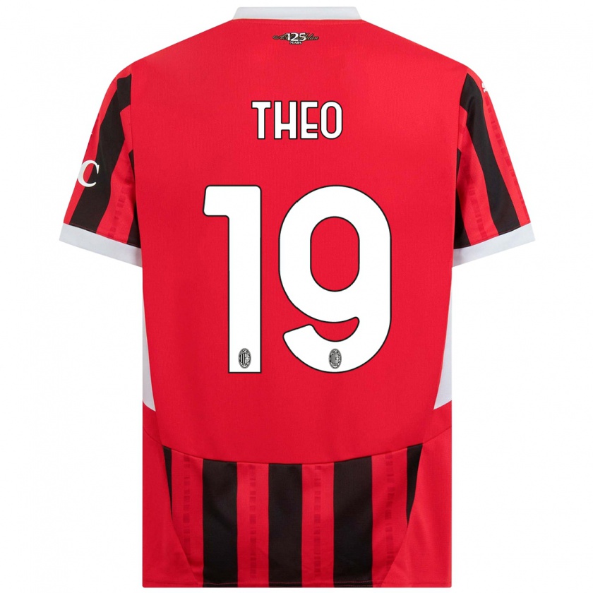 Kandiny Miesten Theo Hernández #19 Punainen Musta Kotipaita 2024/25 Lyhythihainen Paita T-Paita