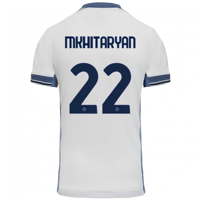 Kandiny Miesten Henrikh Mkhitaryan #22 Valkoinen Harmaa Vieraspaita 2024/25 Lyhythihainen Paita T-Paita