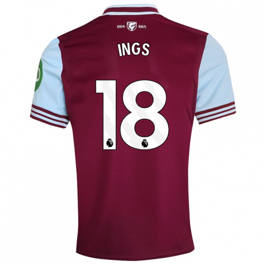 Kandiny Miesten Danny Ings #18 Tummanpunainen Kotipaita 2024/25 Lyhythihainen Paita T-Paita